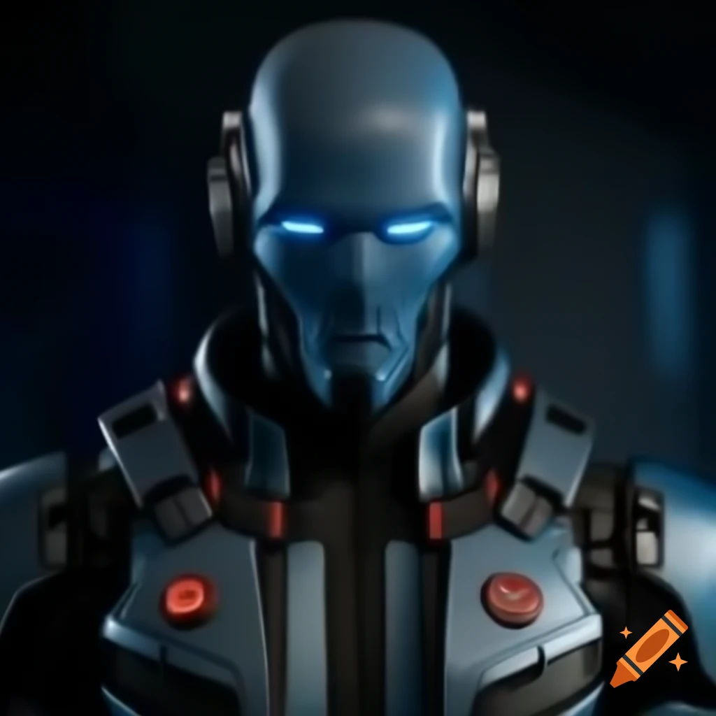 Futuristic cyber-ninja comic-book superhero in Todd McFarlane style