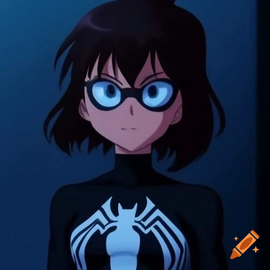 Anime girl with venom symbiote transformation