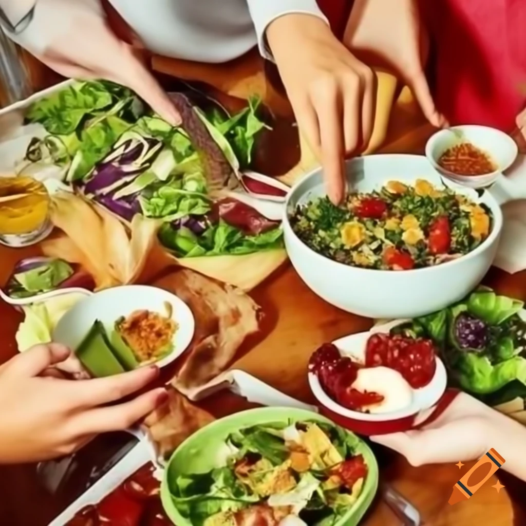 Variety of salads presented in creative ways