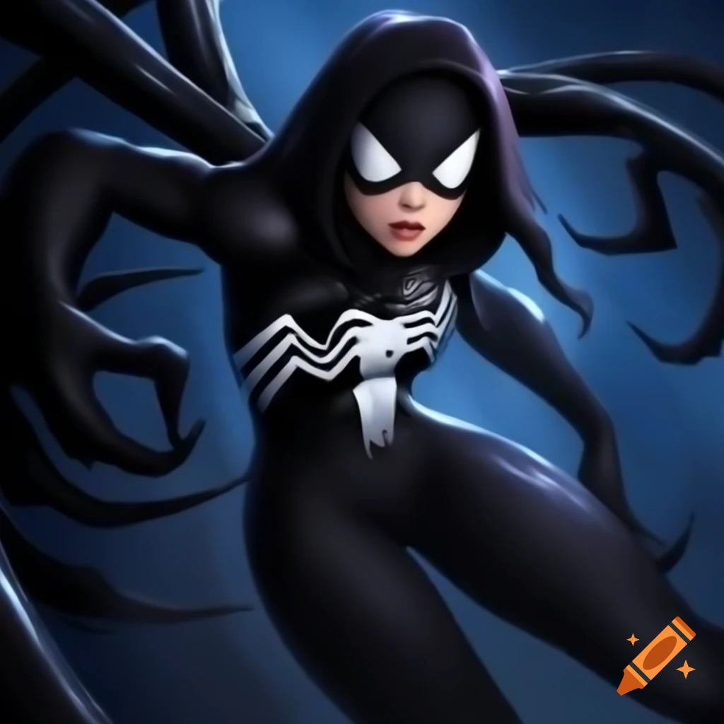 Anime girl with venom symbiote transformation