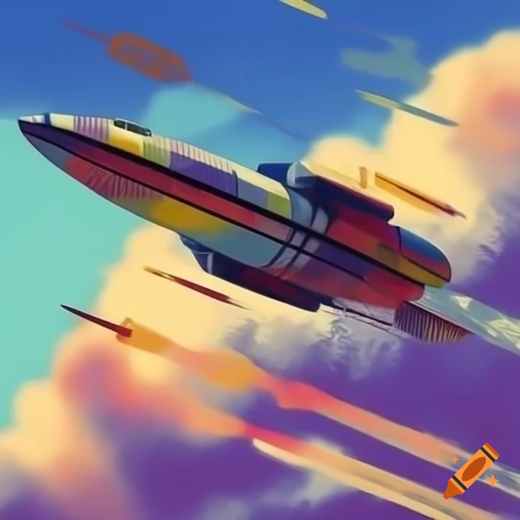 UFO depicted in Mondrian art style