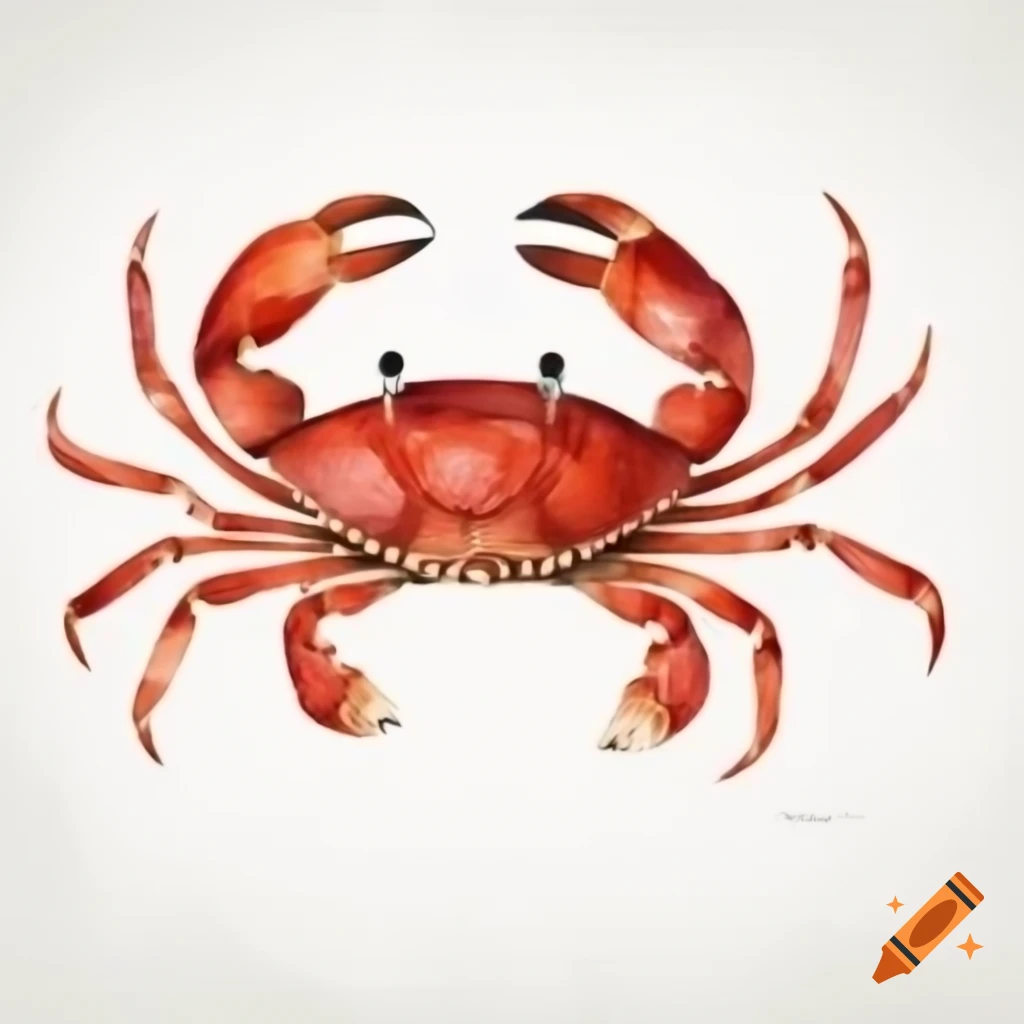 Watercolor depiction of a crab on white background
