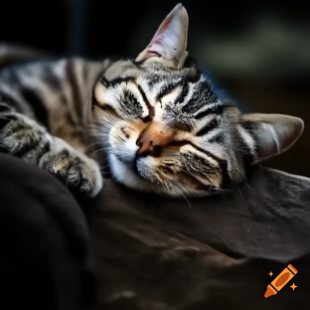 Cat sleeping on a pointy rock