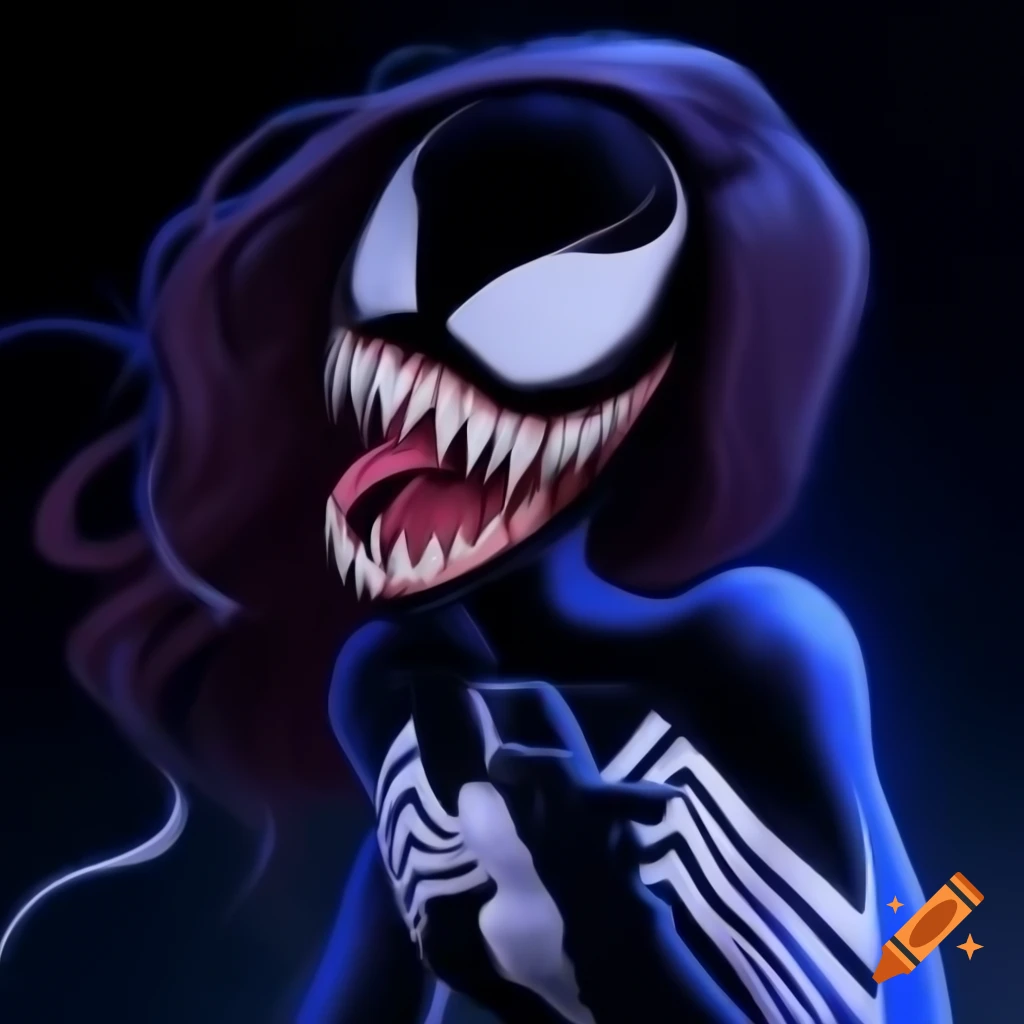 Anime girl with venom symbiote transformation
