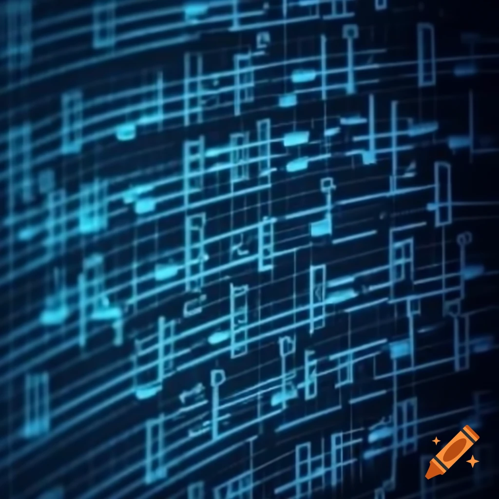 Computer code arranged in the shape of musical notes