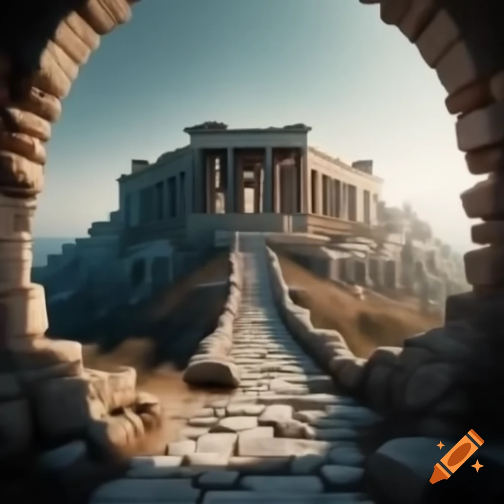 Ancient Greece castle in an artistic representation
