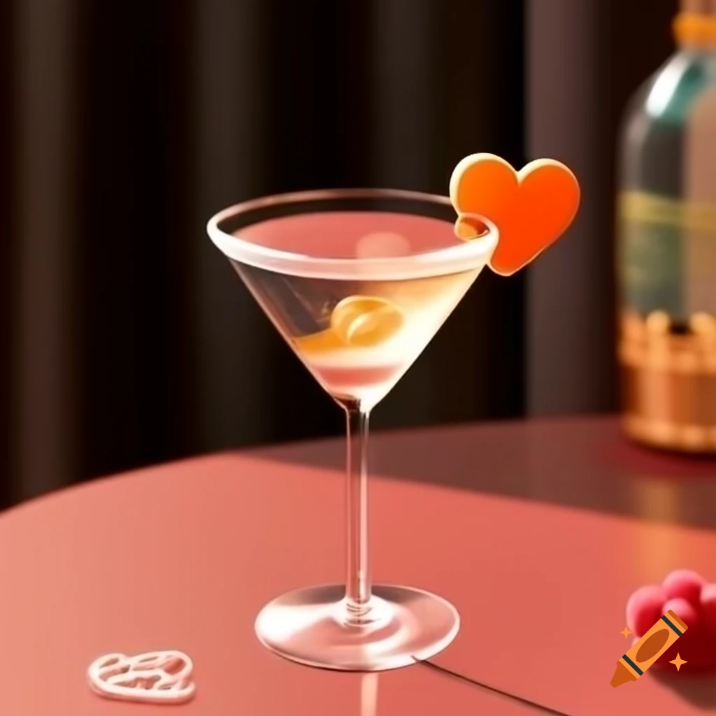 Cherry martini with heart-shaped garnish
