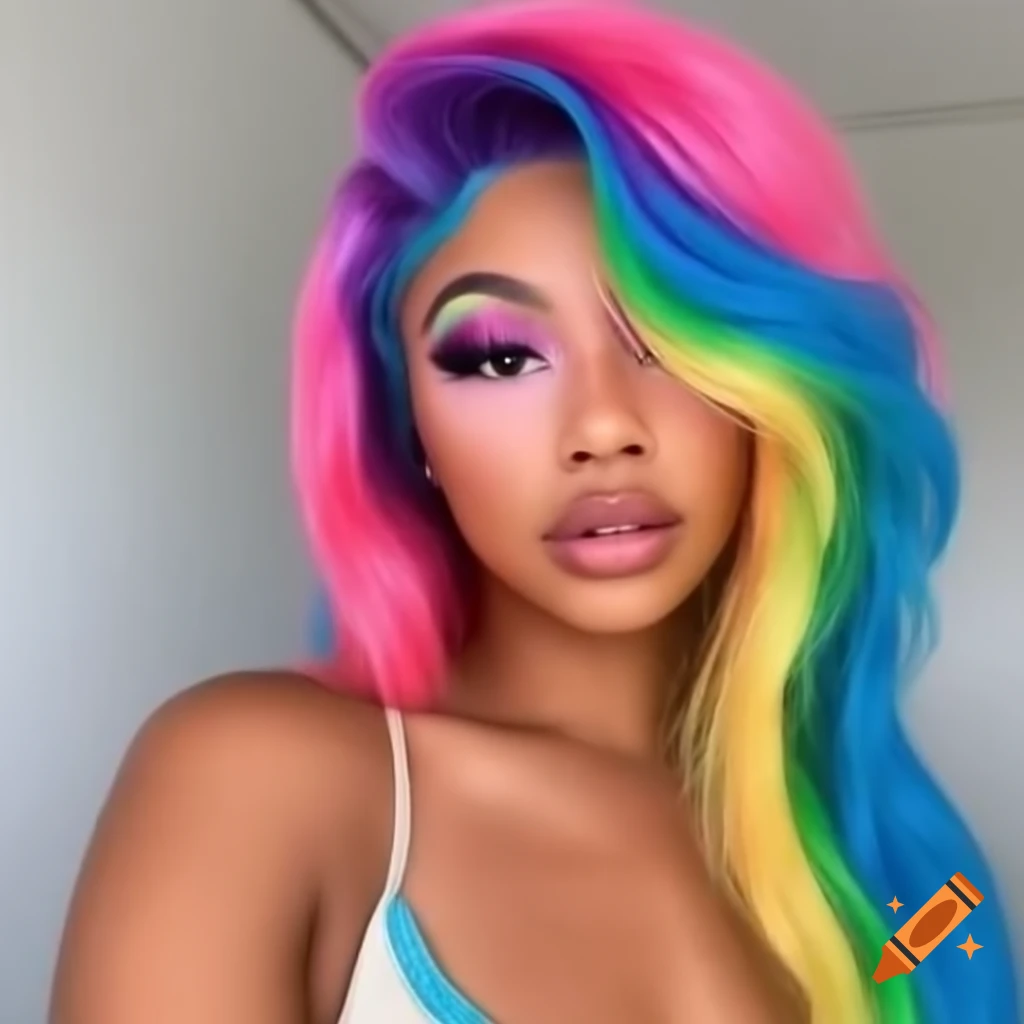 Back View Of Rainbow Dash Inspired Wig Showcased On Instagram On Craiyon