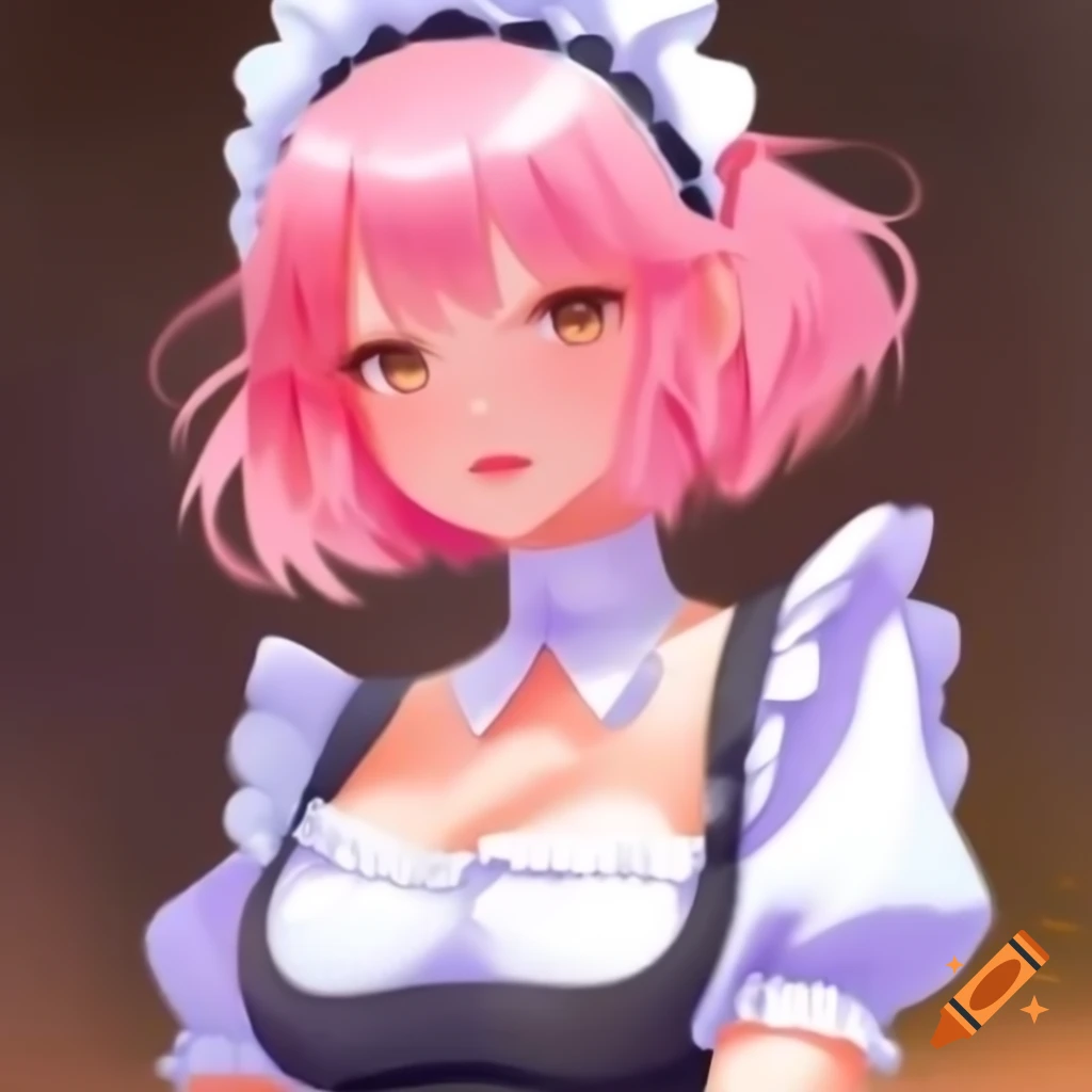 Anime maid character with pink hair