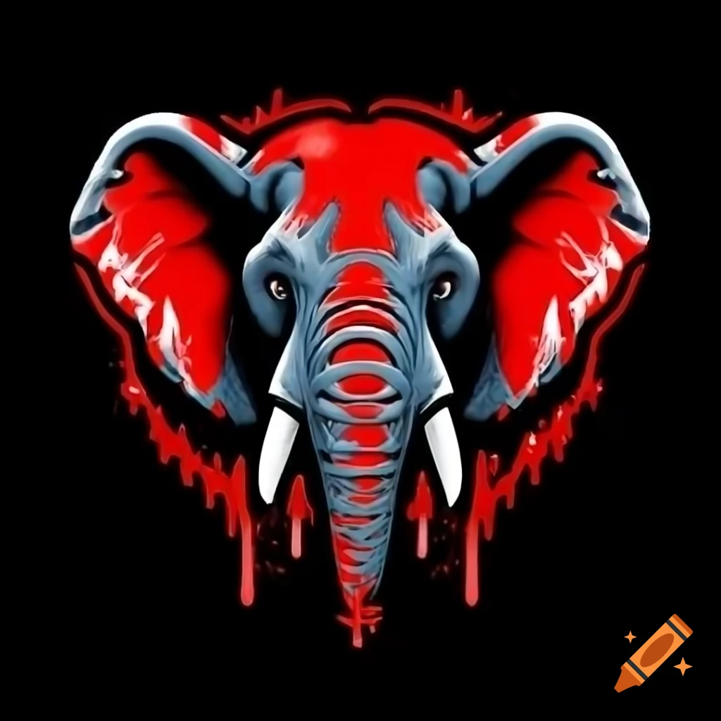 Digital art of a fierce elephant with an American football logo