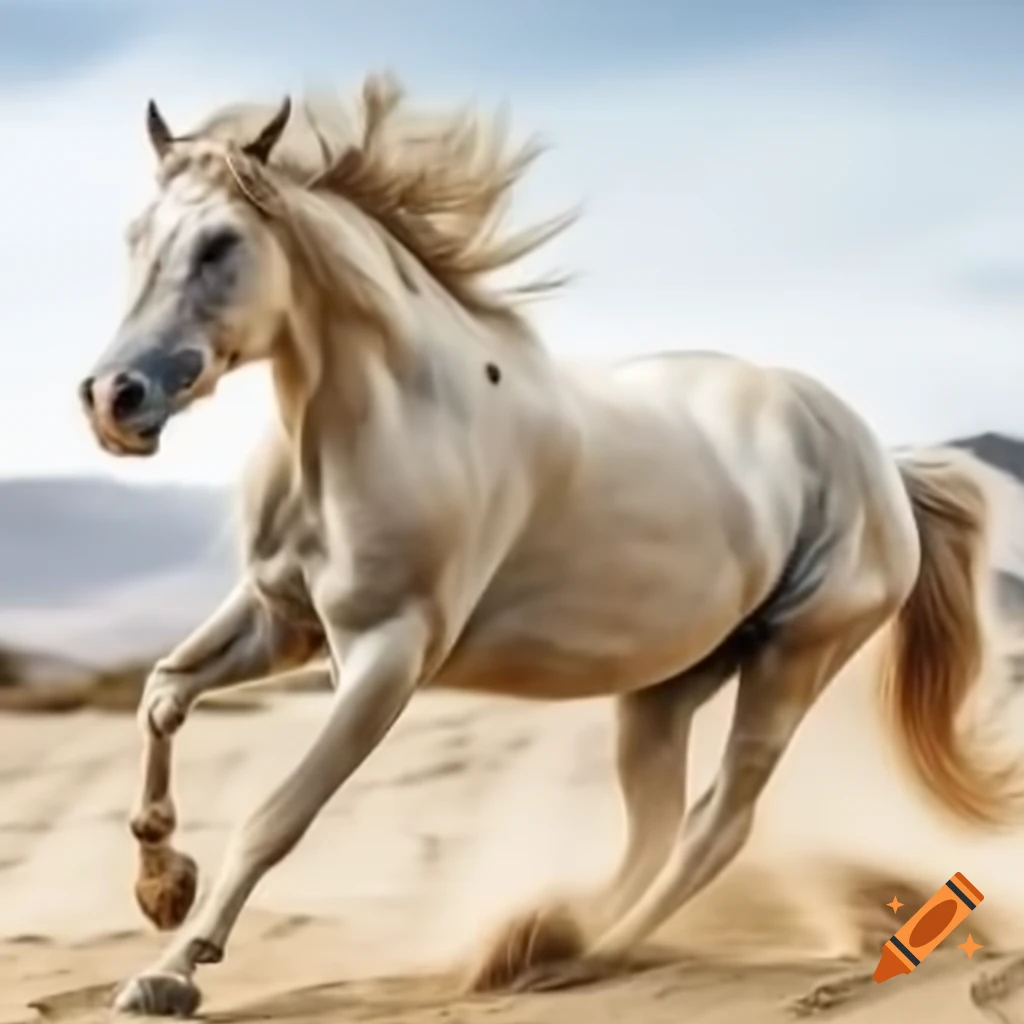 Three horses standing in a sandy landscape