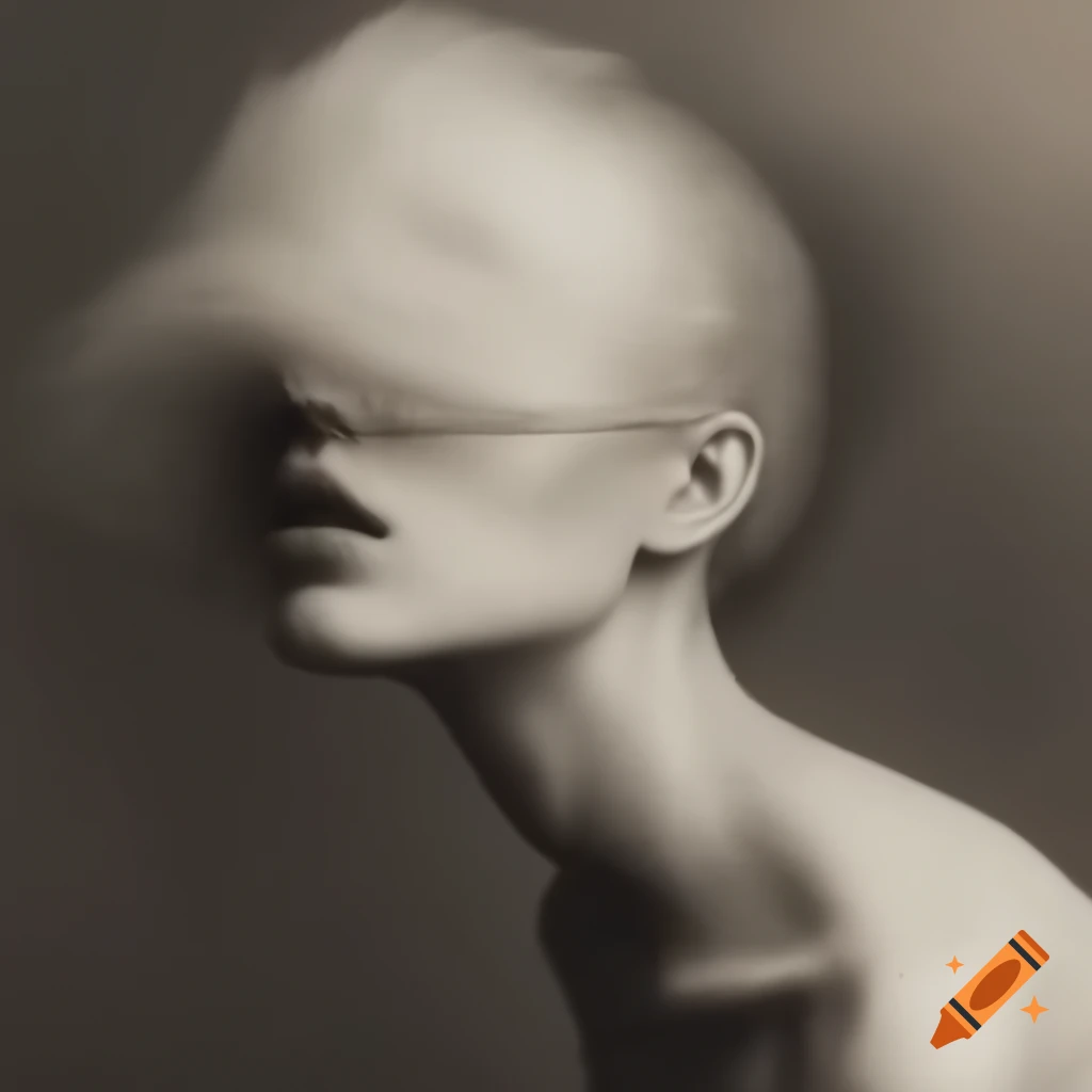 Surrealist artwork in black, white, grey, and sepia tones