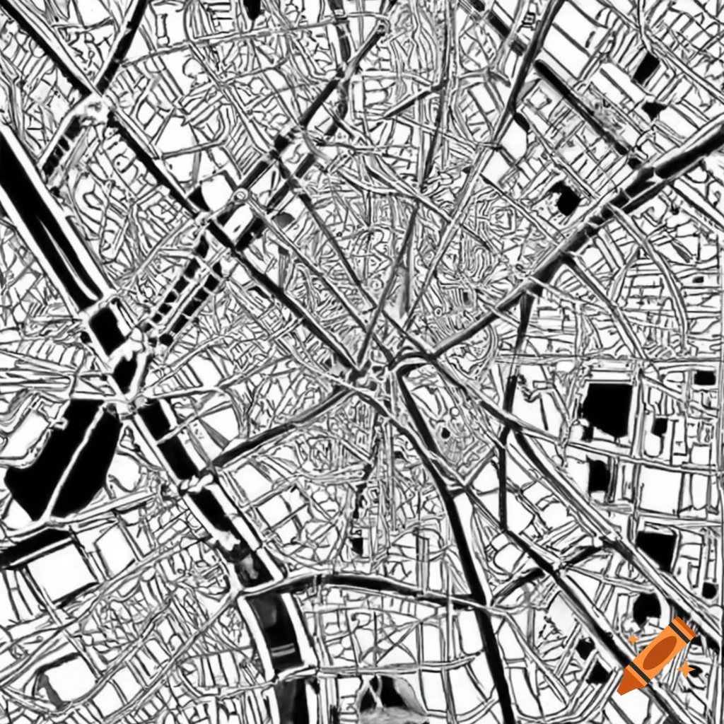 Complex line art of Tokyo cityscape