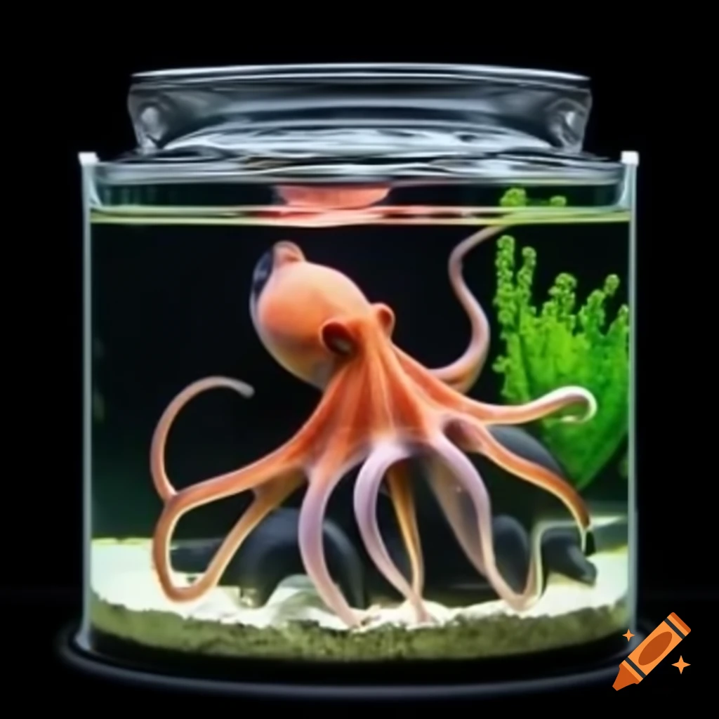 Octopus swimming in a fish tank
