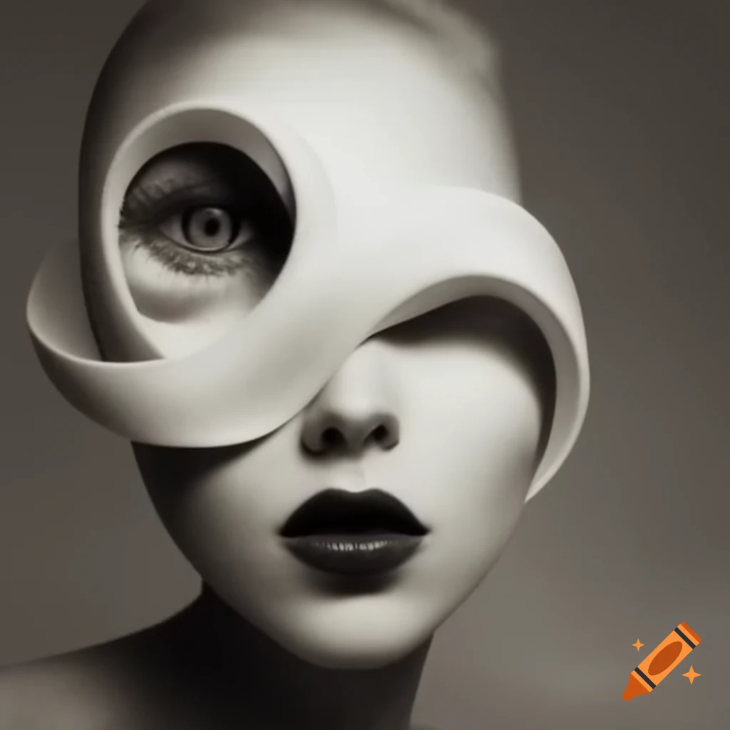 Surrealist black and white abstract shapes in sepia tones