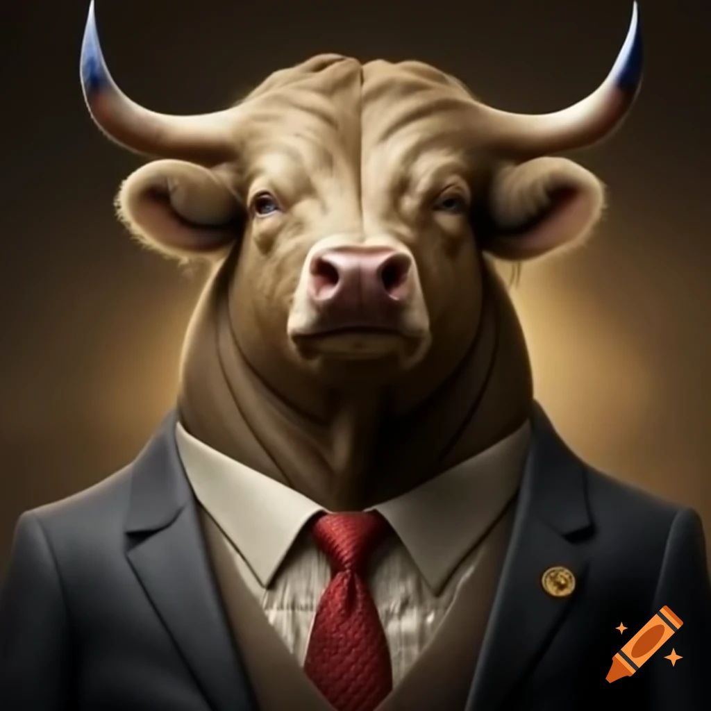 Bull and bear in suits representing market trends