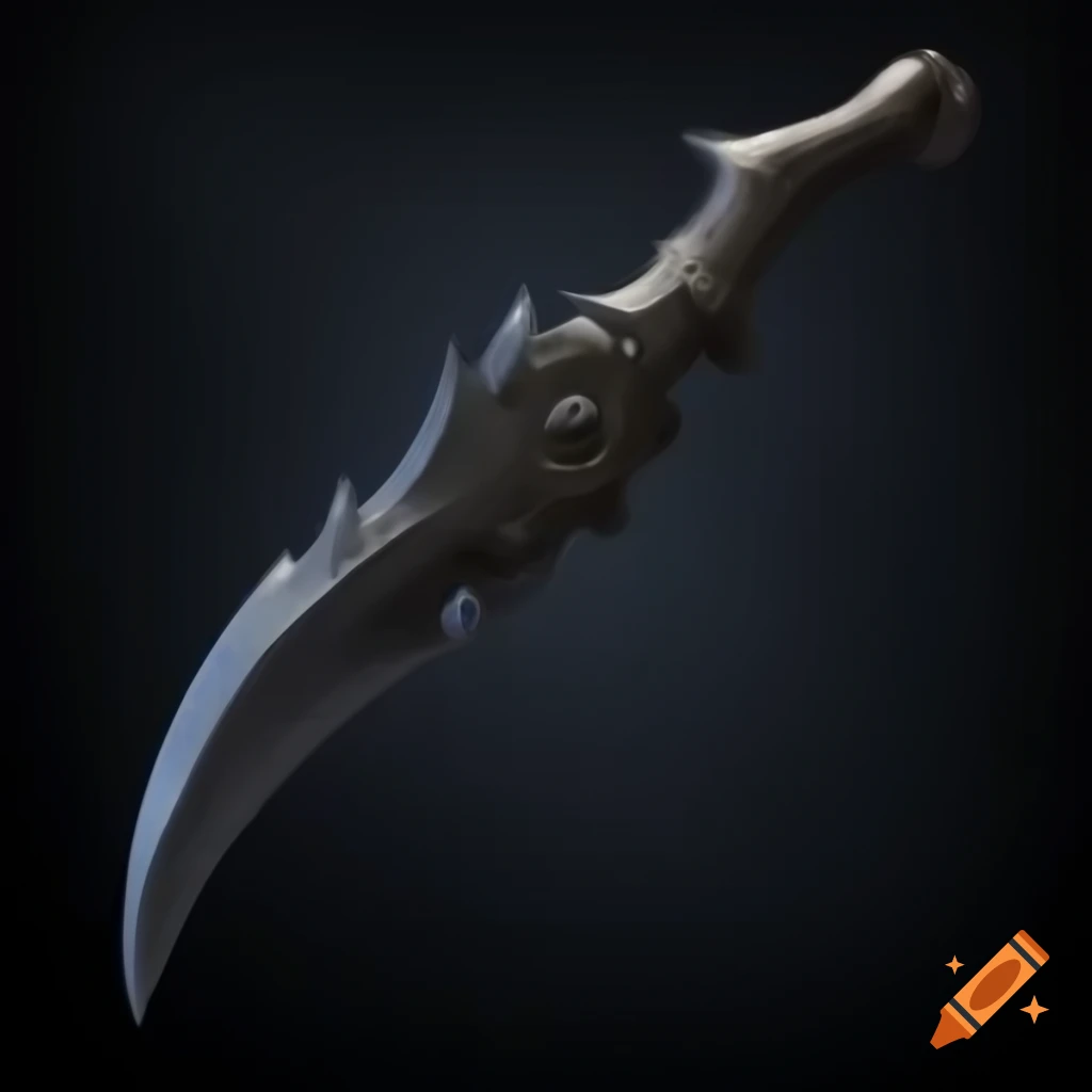 Dark fantasy 2D knife concept art side view