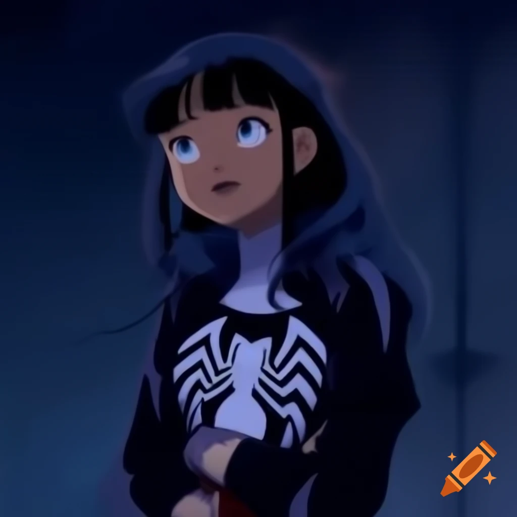 Anime girl with venom symbiote infection