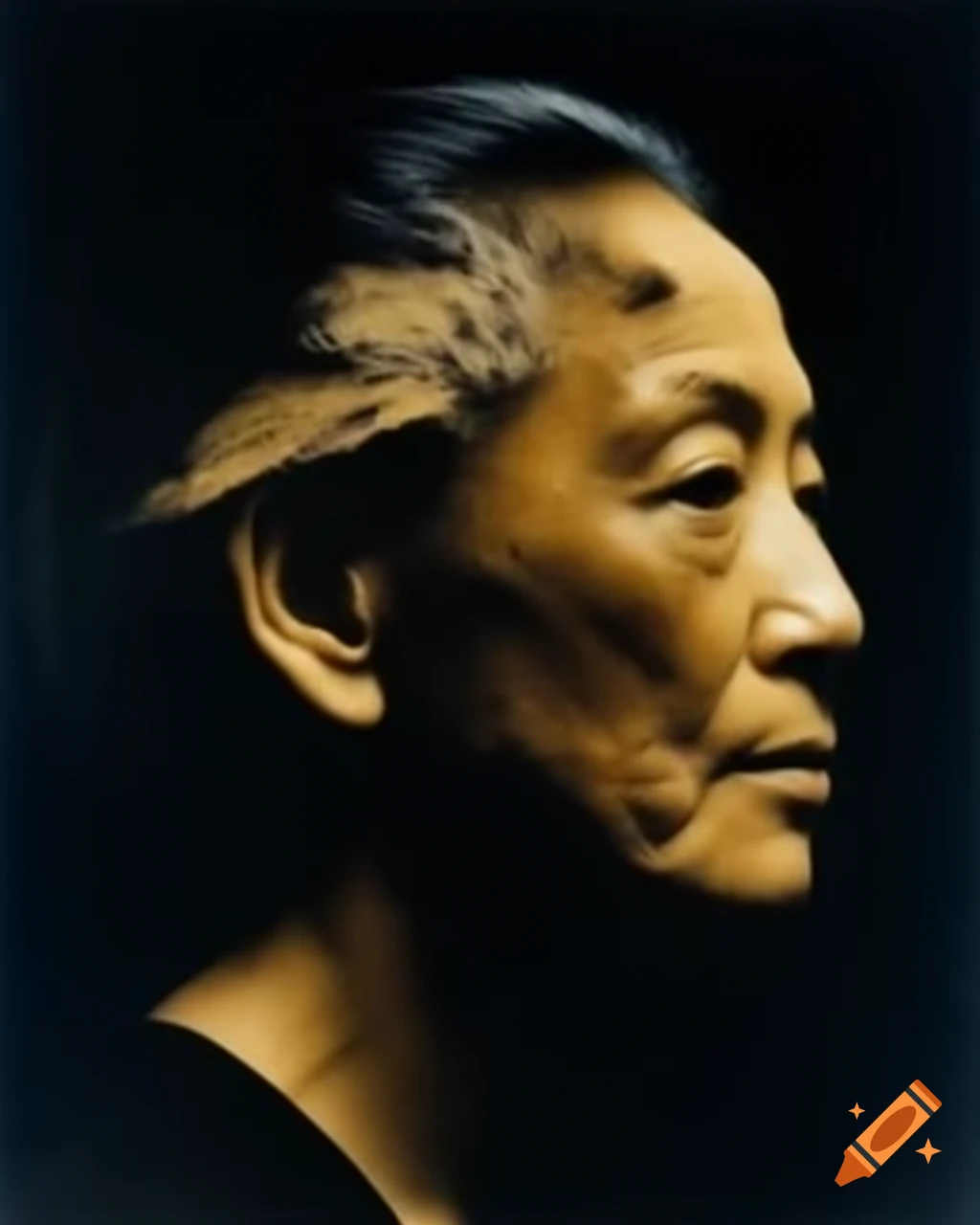 Vintage portrait of Japanese female art student with retro hairstyle