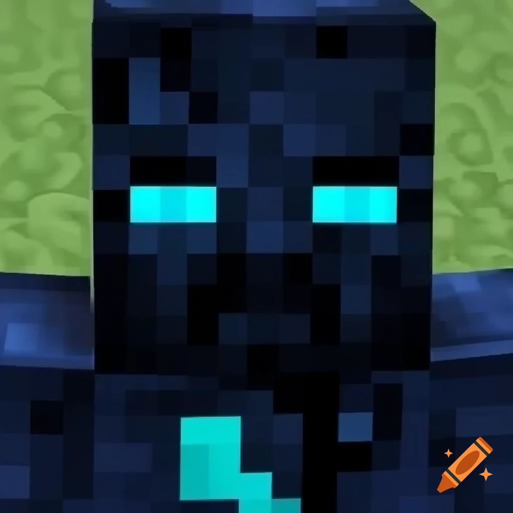 Minecraft villager with dark blue skin and glowing turquoise eyes