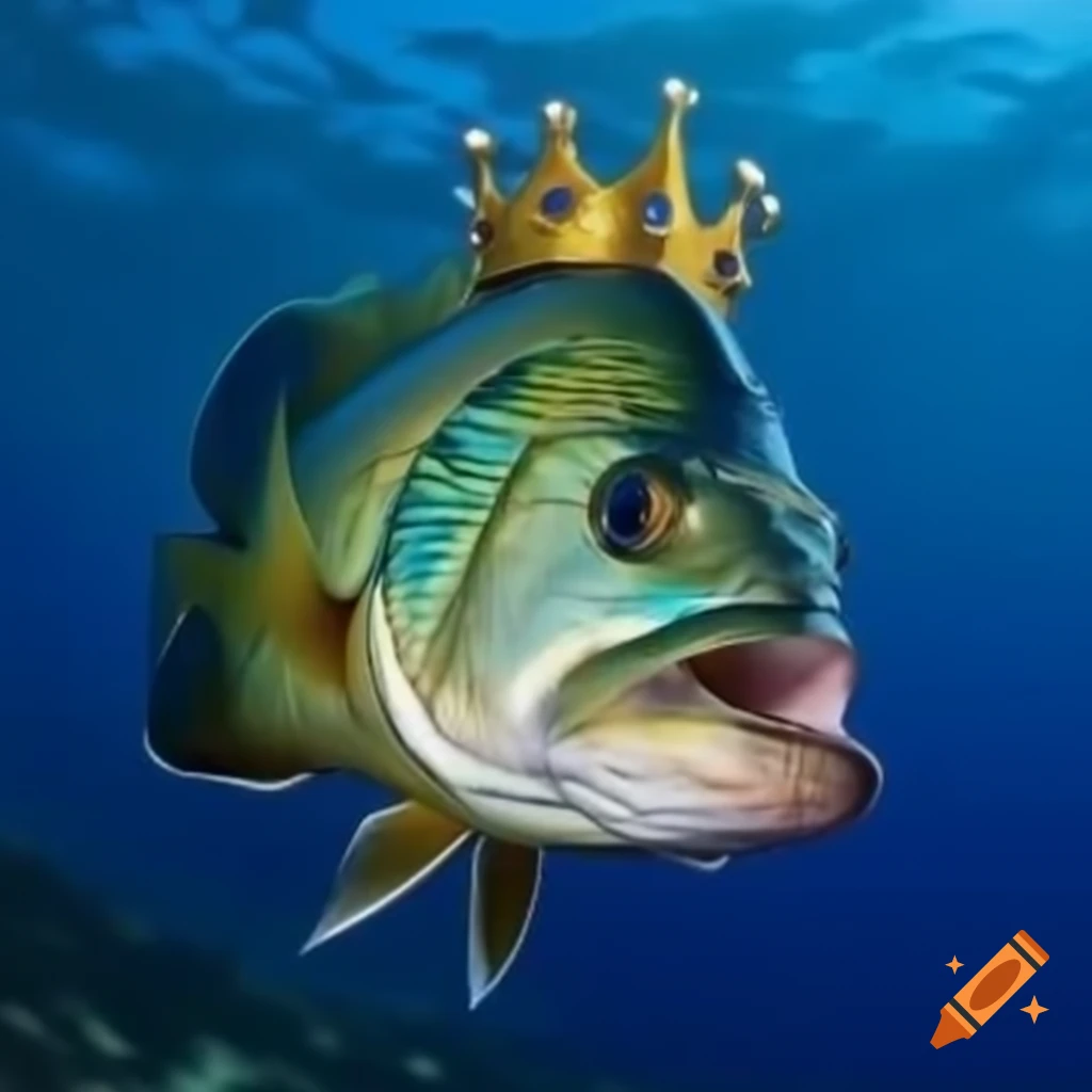 Peacock sea bass adorned with golden king's crown