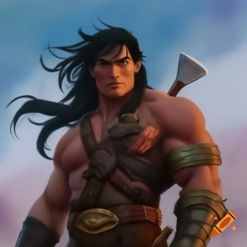 Conan the Barbarian in watercolor style inspired by Simon Beasley and Barry Windsor-Smith