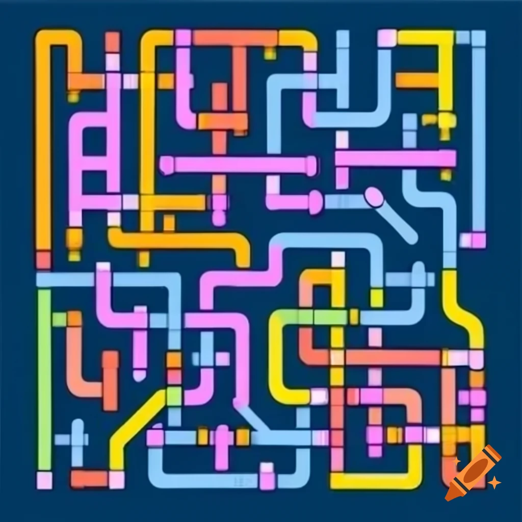 Colorful maze of interconnected pipes