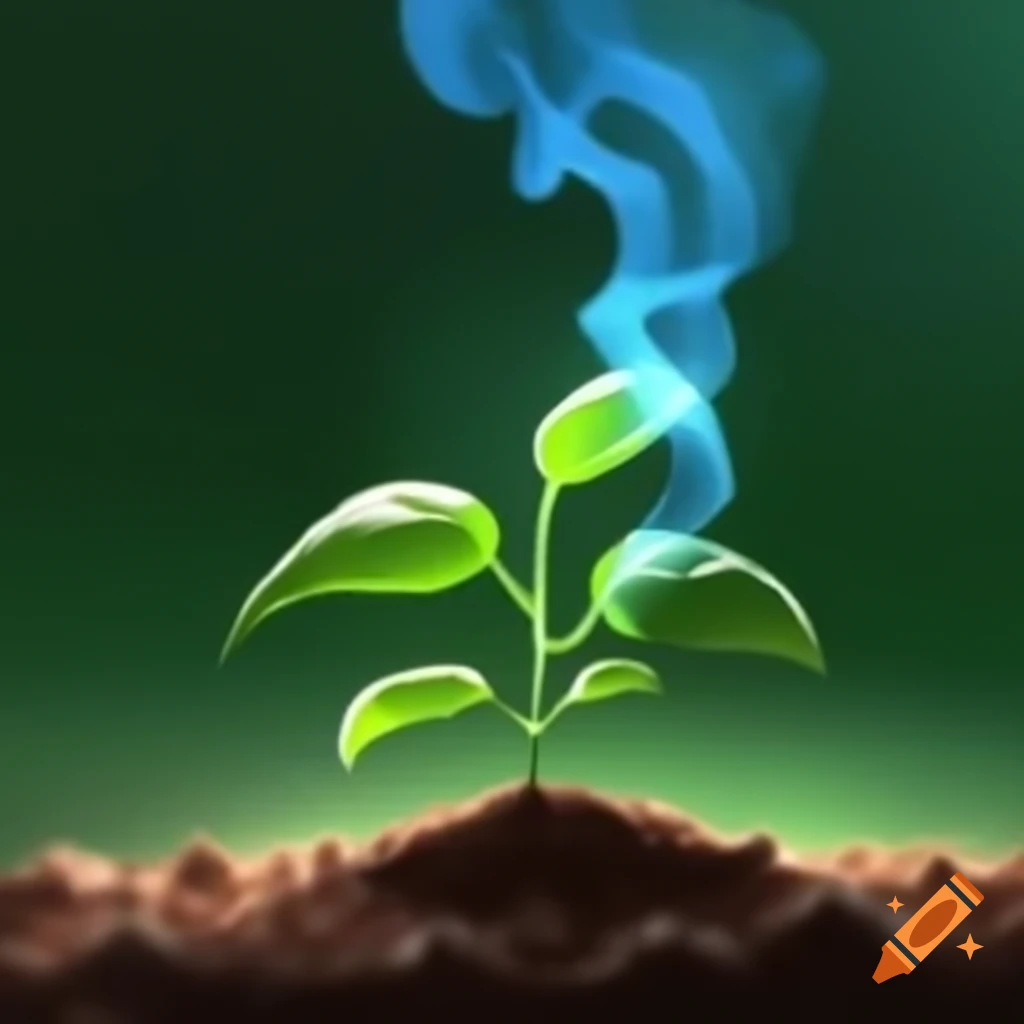 Illustration of tomato plant with green leaves and ladybugs around it