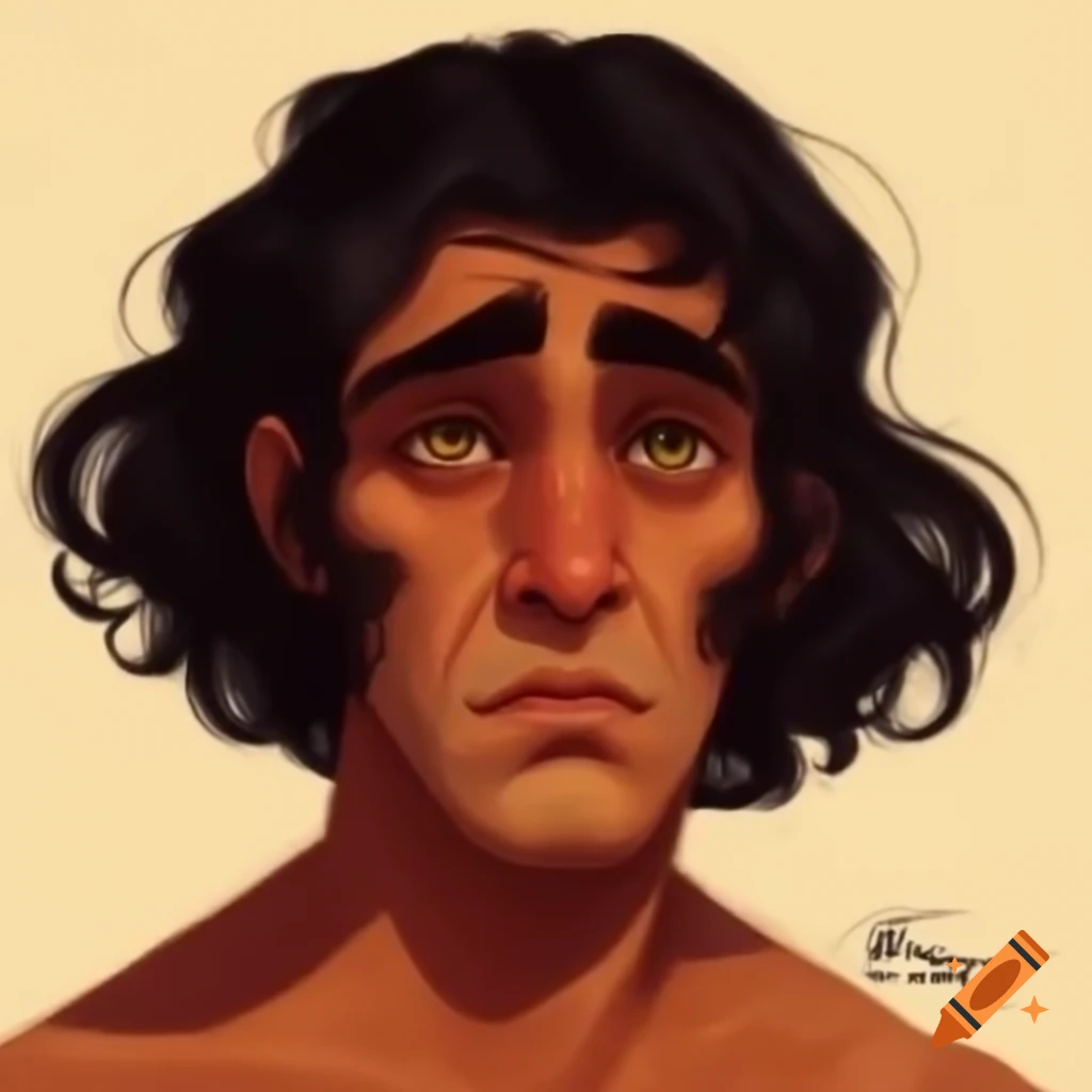 Portrait of a young brown skinned Romani man with scared expression