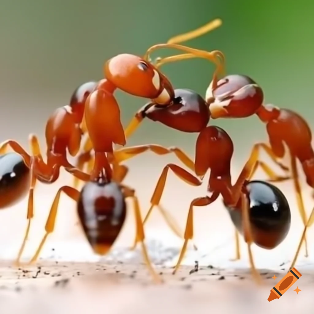Adorable ants of various species in playful poses