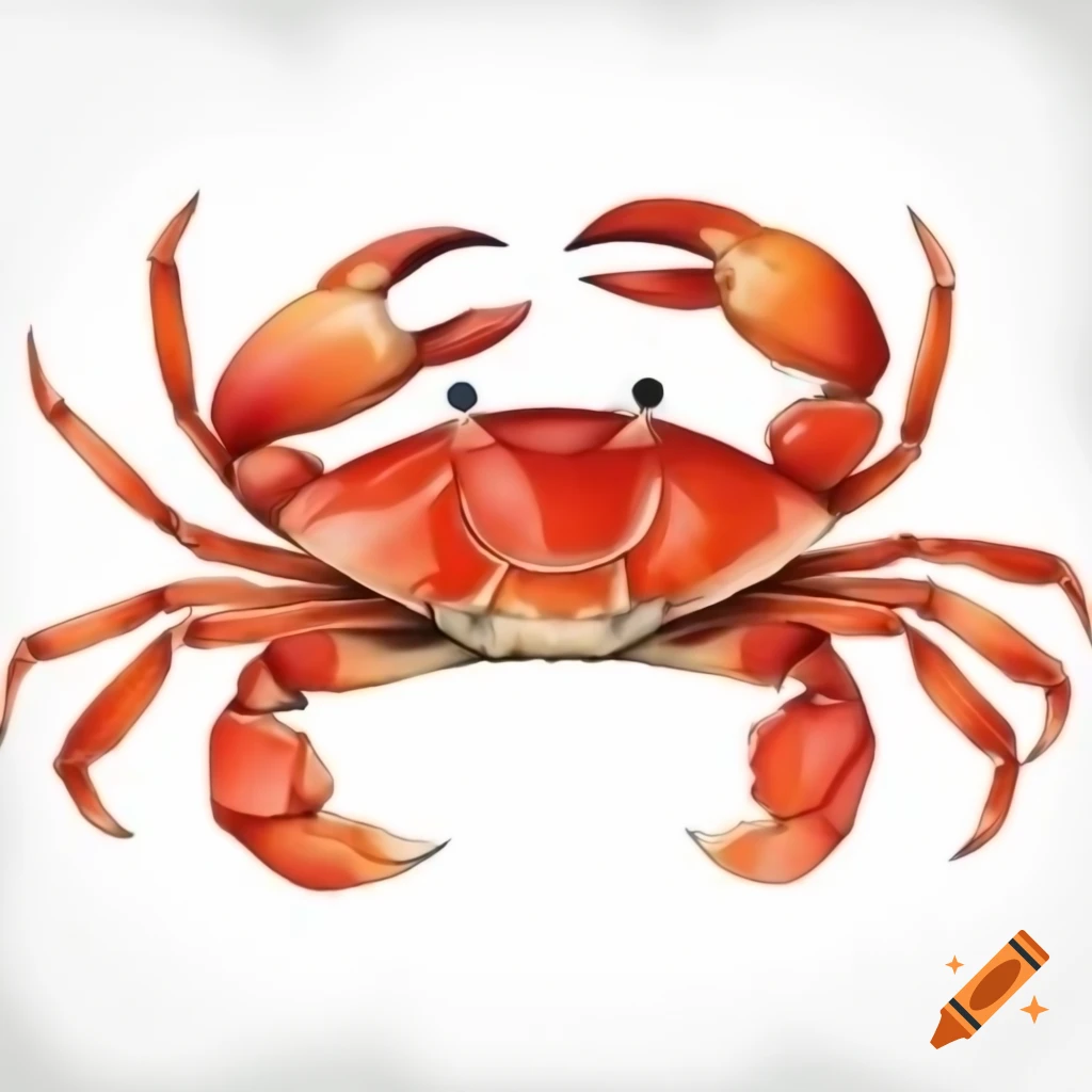 Watercolor illustration of a crab on white background