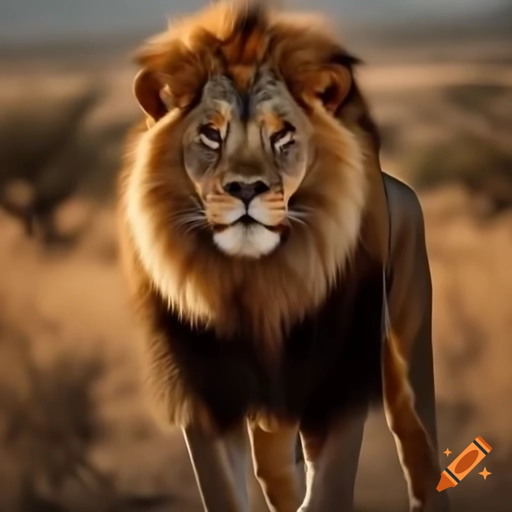 Majestic lion with flowing mane embodying strength and regal authority