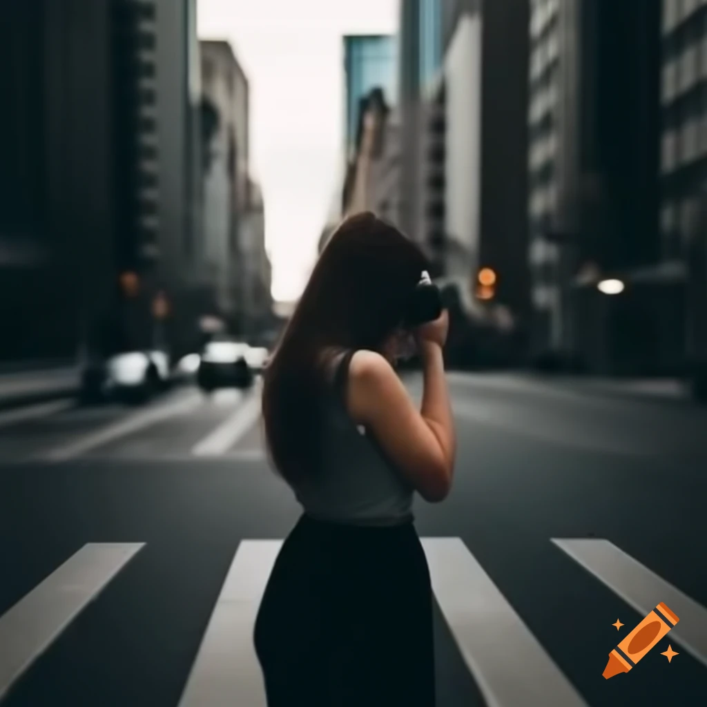 Woman photographing the city