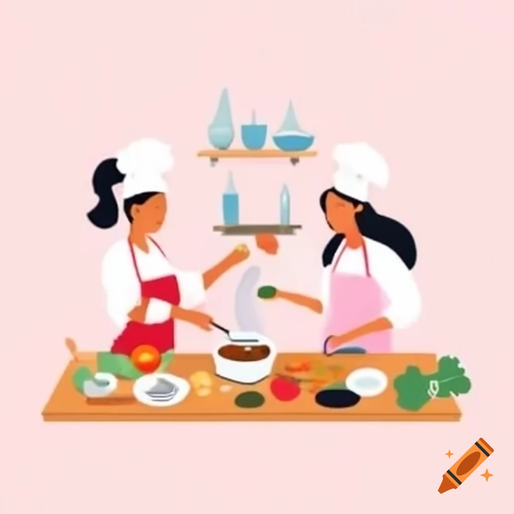 Female chef enjoying cooking with music and preparing ingredients