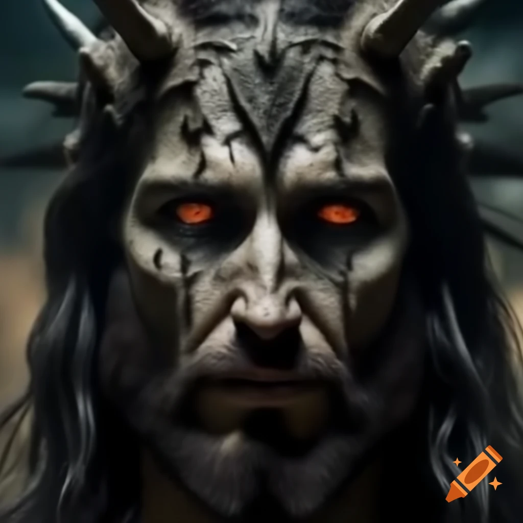 Dark interpretation of Jesus with metal spikes and horns