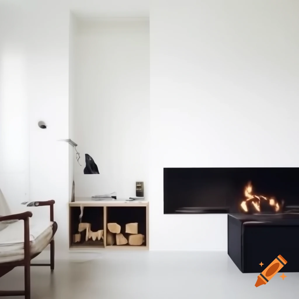 Minimalist living room featuring a corner fireplace