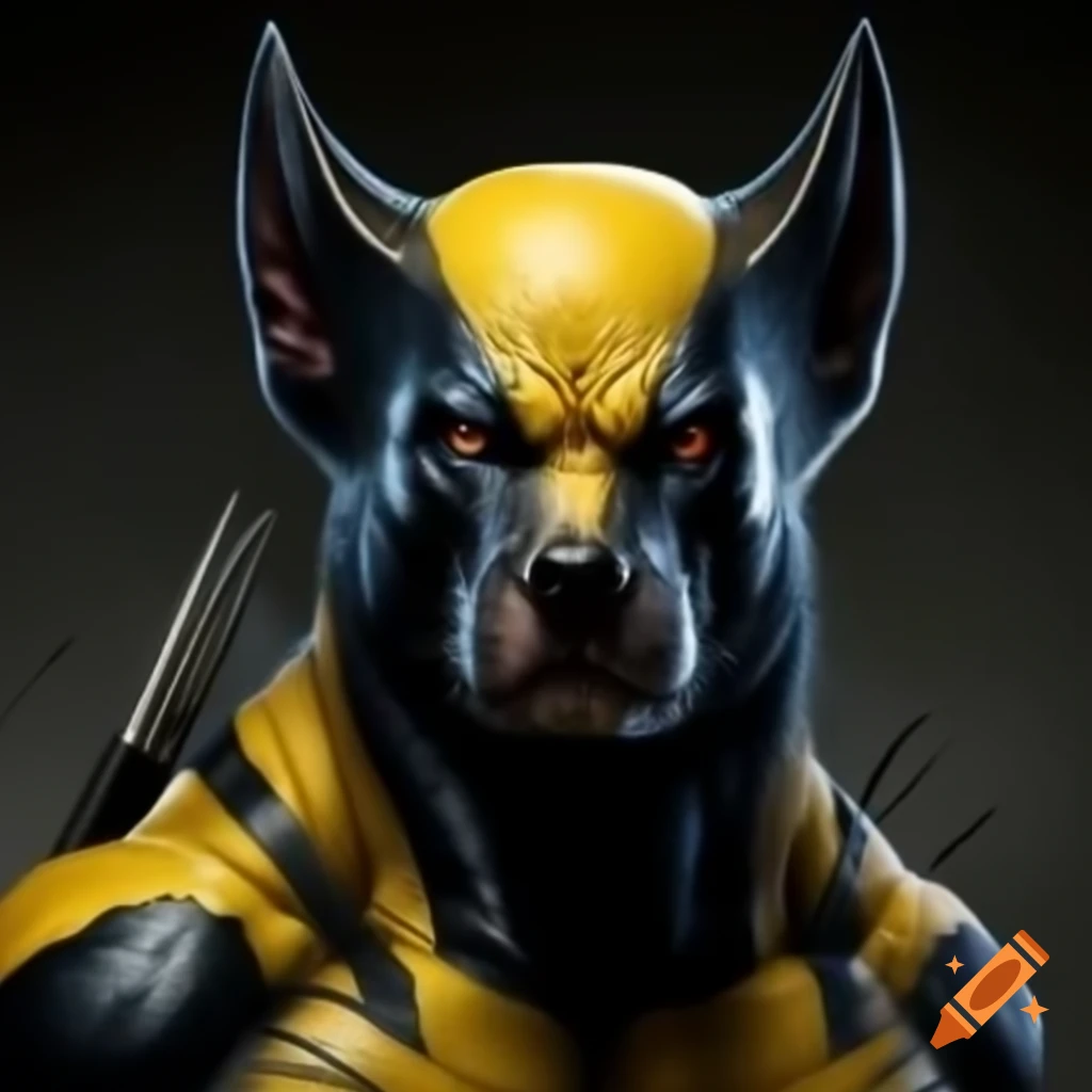 Realistic dog styled as Wolverine from DC comics
