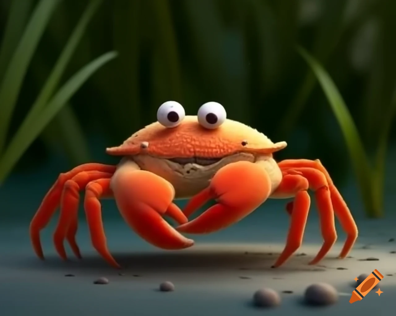 Stuffed crab in an upright position