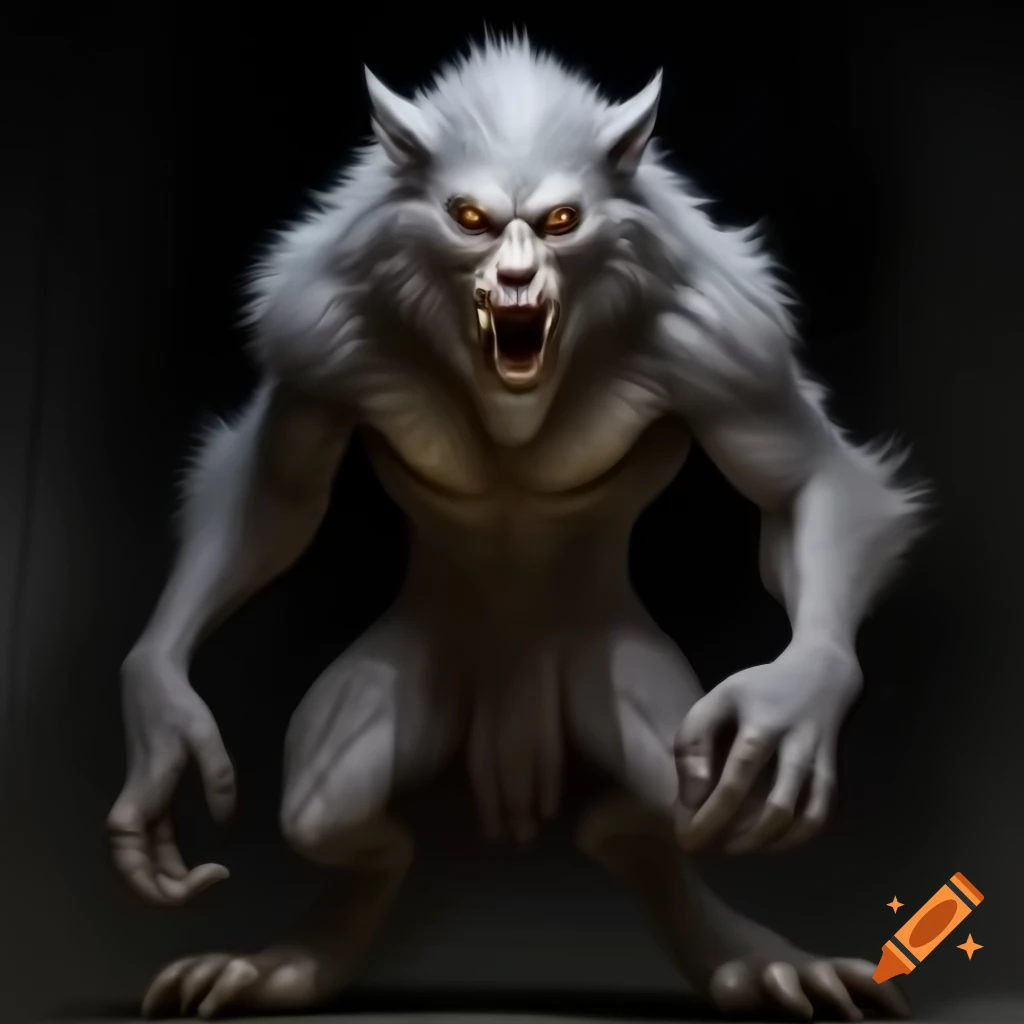 Hand-painted detailed werewolf monster in medieval style