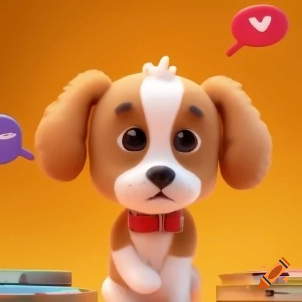Cute retro-style puppy engaging in conversation