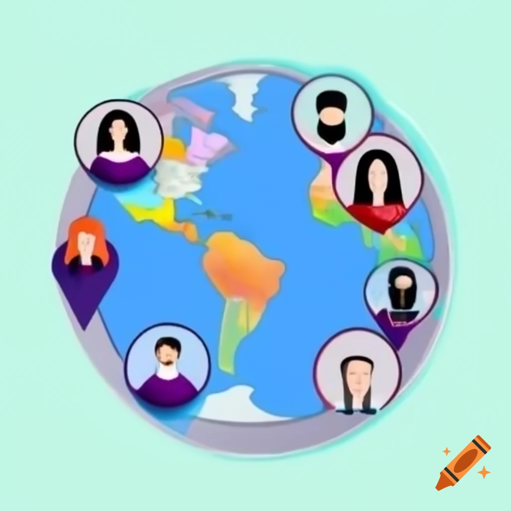 World map highlighting active freelancers with diverse professionals in vibrant colors