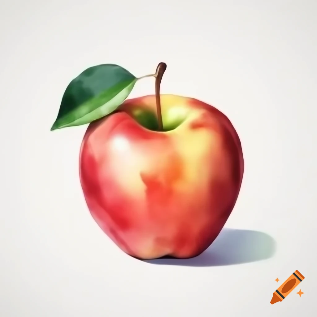 Watercolor painting of an apple on white background
