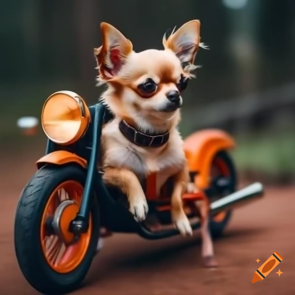 Chihuahua riding a motorcycle