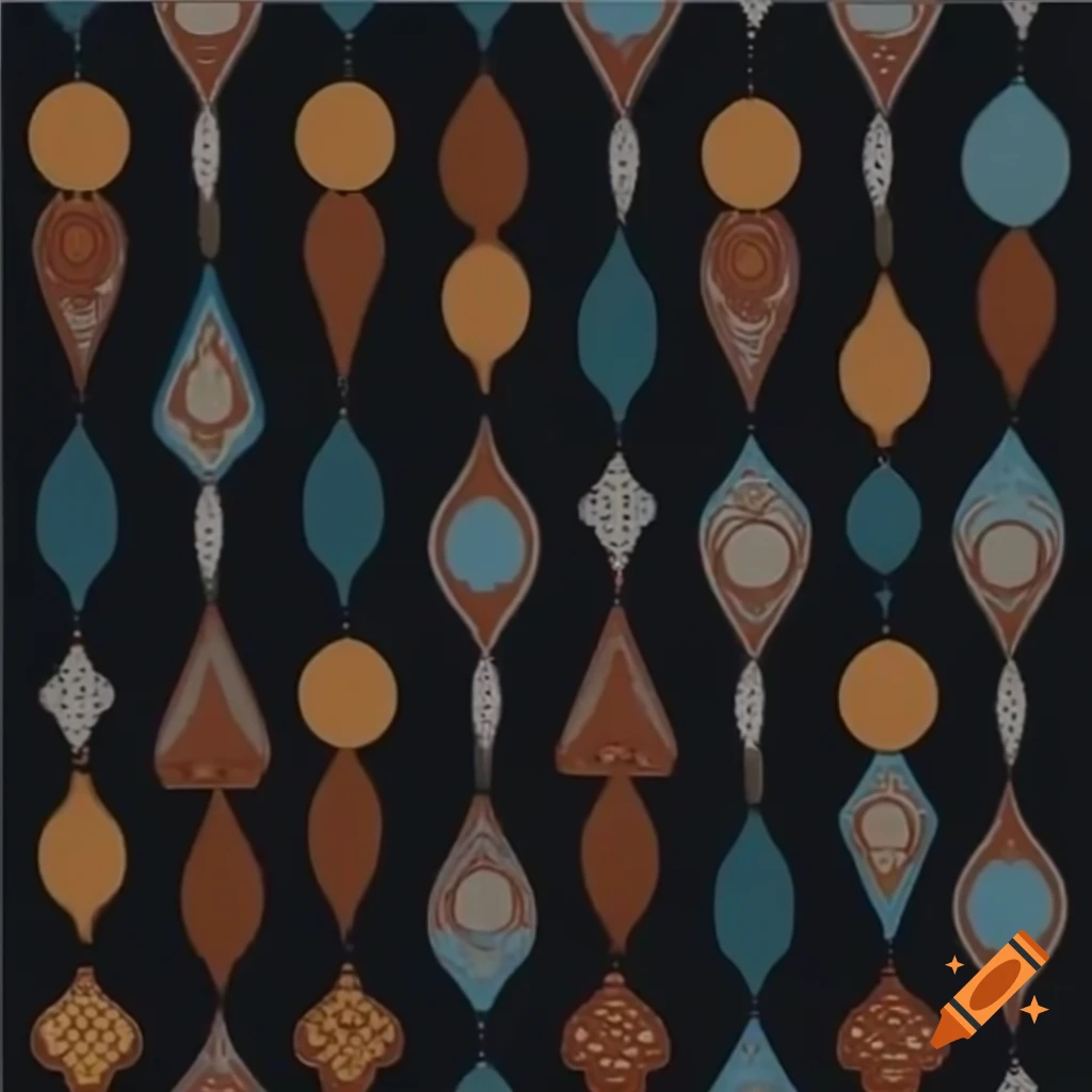 Orientalist Batik illustration with fairytale motifs from the 1910s