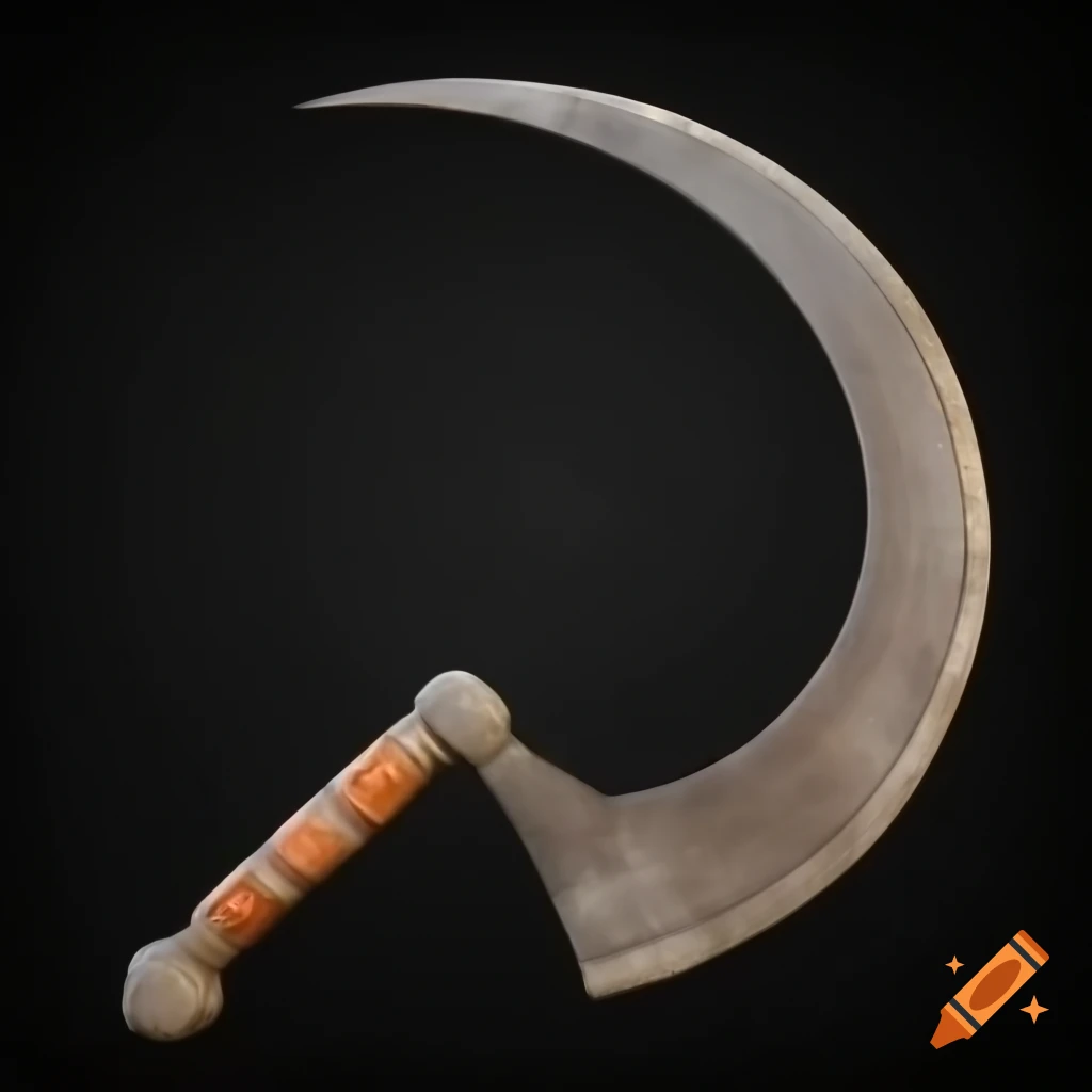 Detailed side view of an old sickle