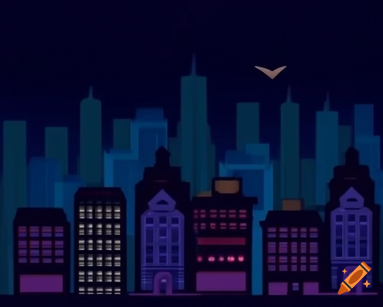 Dark blue city skyline at night