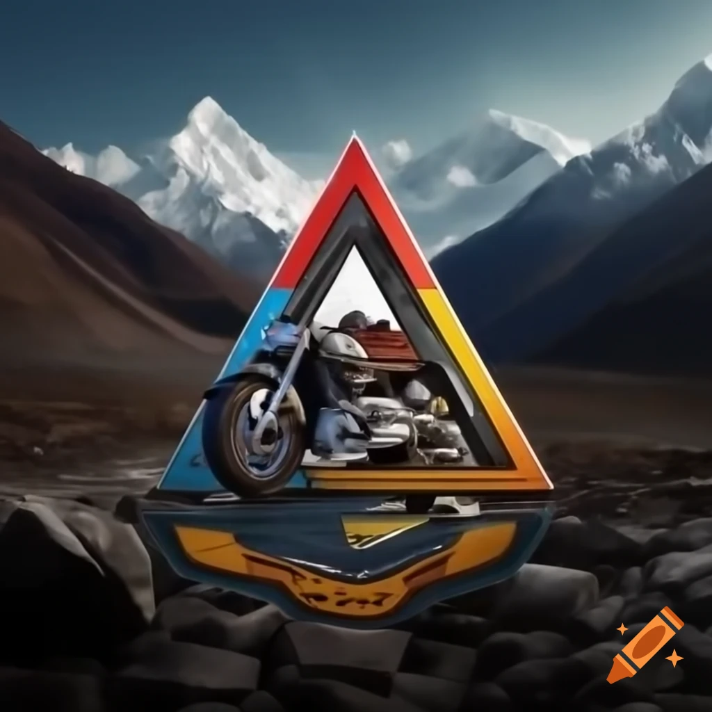 Logo design for NDT motorcycle adventure company featuring mountains and traditional Nepali motifs