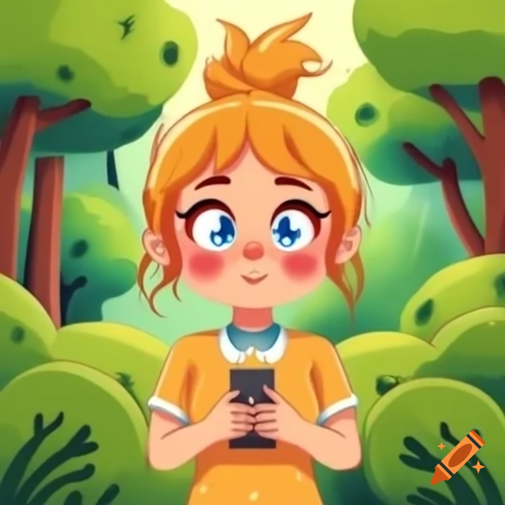 Woman amazed by diverse nature in forest with various trees and wildlife