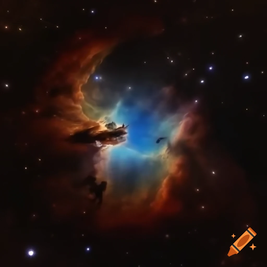 Colorful stars in a space nebula