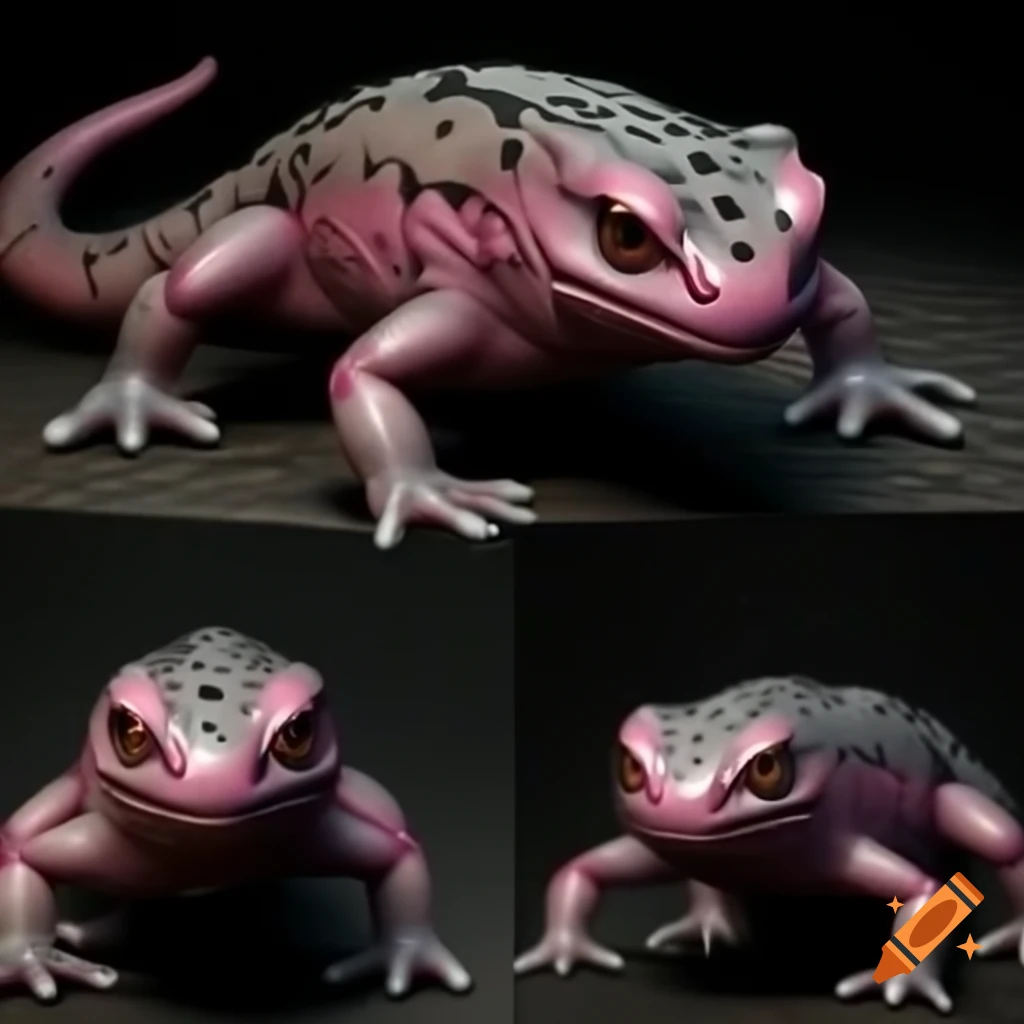 3D model of anthropomorphic salamander alien with glossy skin in black robe